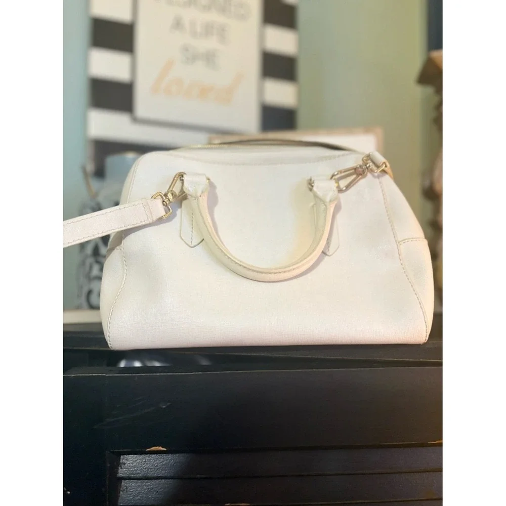 Furla‎ Cream Satchel with Gold Hardware